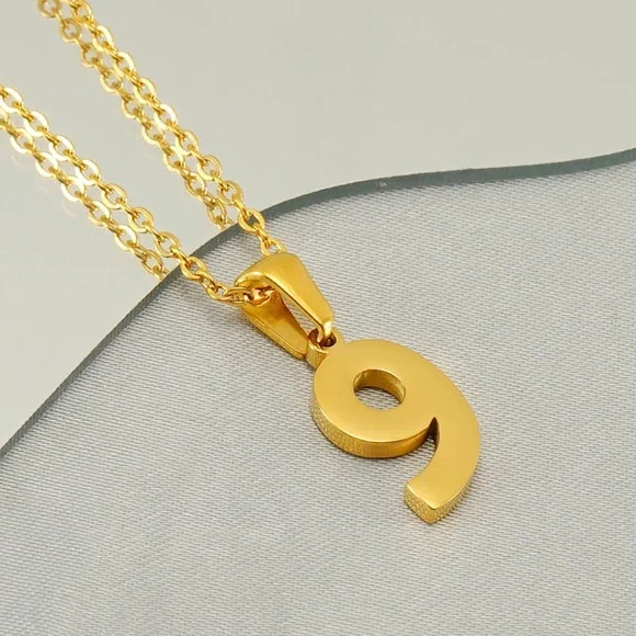 18K Gold Plated Lucky Number Necklace*Angel Number Charm*0123456789 Pendant*ZX - Picture 13 of 15